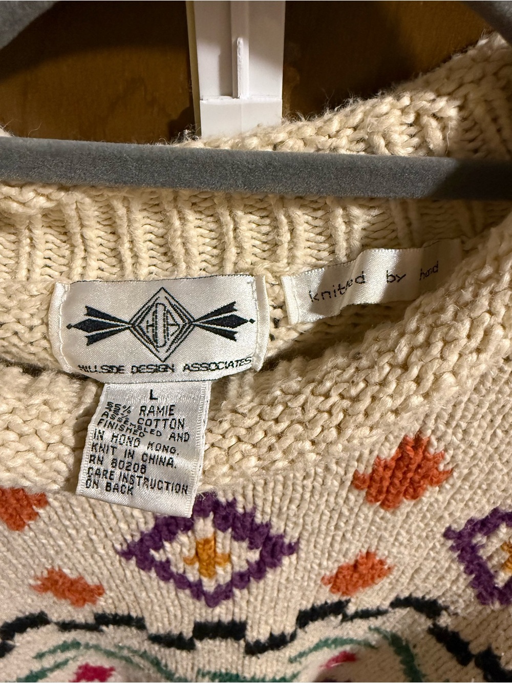 Cream Hand-Knit Patterned Women's Sweater